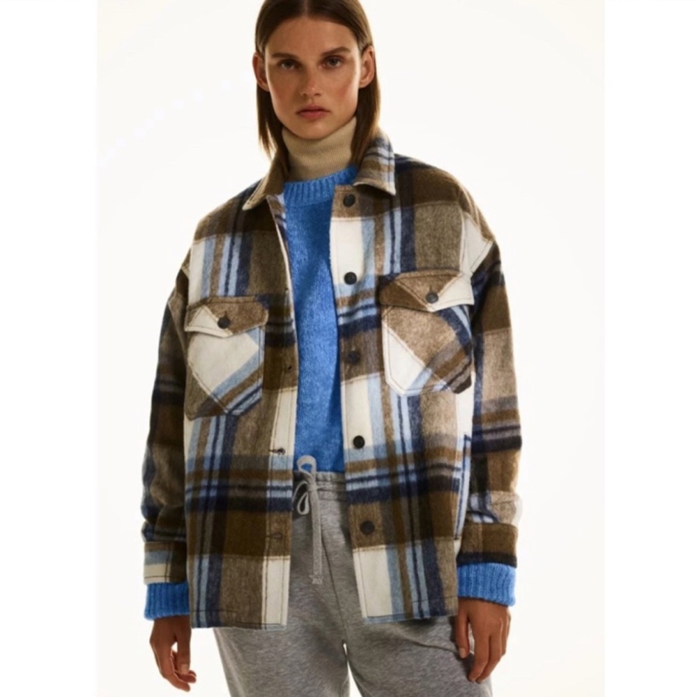 Zara Wool-Blend Plaid Shacket